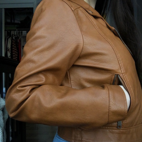 Brown Faux Leather Jacket - Picture 4 of 5